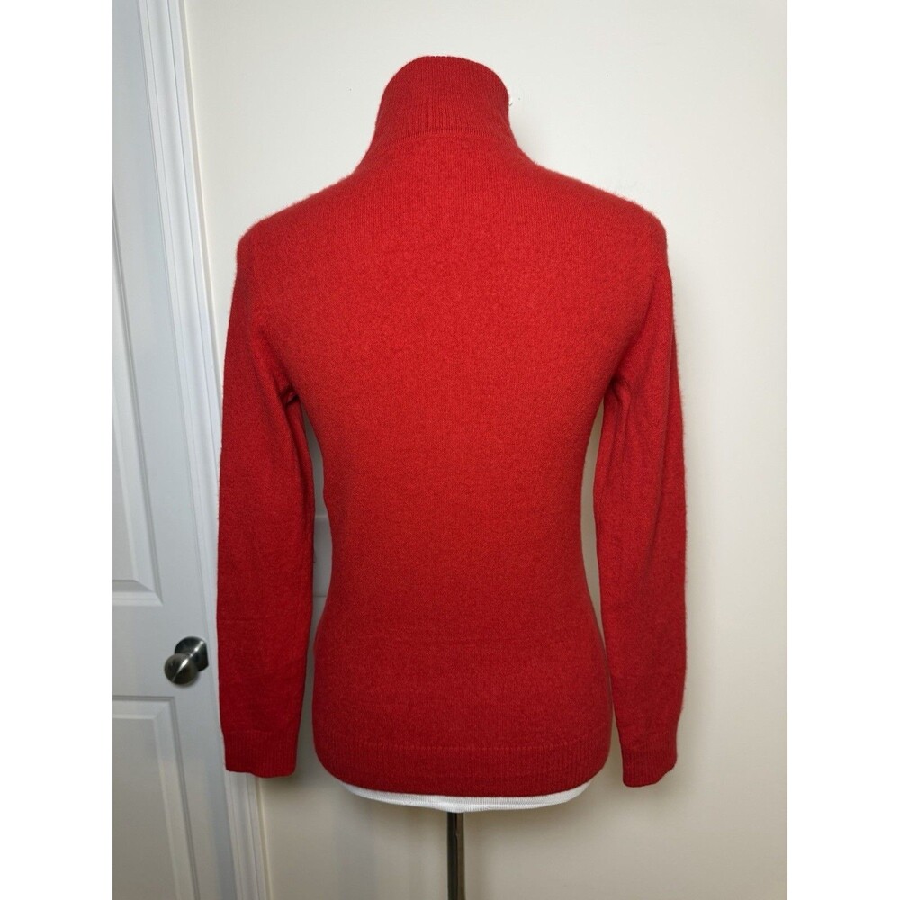 Vintage 2000s L.L.Bean 100% Cashmere Full Zip Mock Neck Sweater Red Women’s Med - Picture 2 of 8